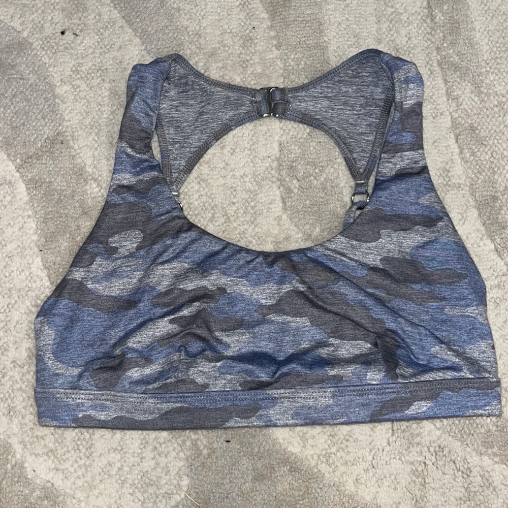 Bombshell Sportswear Blue Gray Camo Sports Bra